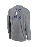 Nike Men's Heather Charcoal Texas Rangers 2-Hit Legend Performance Long Sleeve T-Shirt