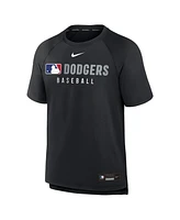 Nike Men's Black Los Angeles Dodgers Authentic Collection Pregame Raglan Performance T-Shirt