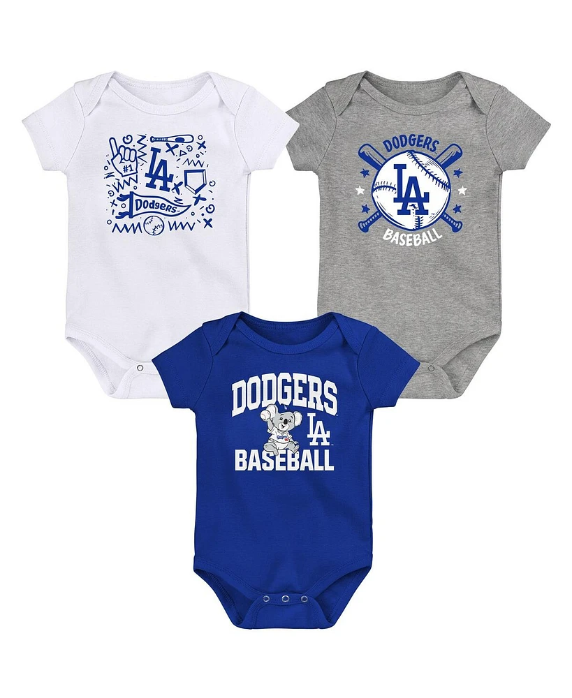 Outerstuff Baby Boys and Girls 3-Pack Multi Los Angeles Dodgers Batter Up Bodysuit Set