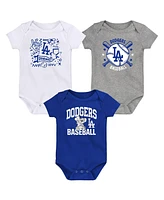 Outerstuff Baby Boys and Girls 3-Pack Multi Los Angeles Dodgers Batter Up Bodysuit Set