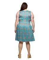 24seven Comfort Apparel Plus Sleeveless Pleated Knee Length Pocket Dress