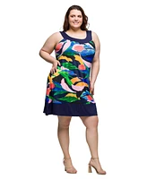 24seven Comfort Apparel Plus Scoop Neck Sleeveless Knee Length Dress