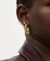 Coach Signature Faux Stone Pave Floral Hoop Earrings