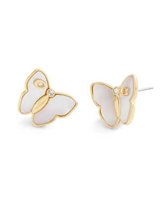 Coach Signature Mother of Pearl Butterfly Stud Earrings
