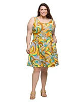 24seven Comfort Apparel Plus Sleeveless Pleated Knee Length Pocket Dress