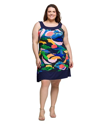 24seven Comfort Apparel Plus Scoop Neck Sleeveless Knee Length Dress