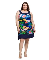 24seven Comfort Apparel Plus Scoop Neck Sleeveless Knee Length Dress