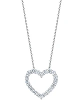 Diamond Heart Pendant Necklace (1 ct. t.w.) in 14k White Gold, 16" + 2" extender