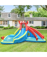 Inflatable Water Slide Crab Dual Slide Bounce House Splash Pool with 950W Blower