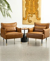 Glitzhome 32" Leatherette Mid-Century Modern Armchair