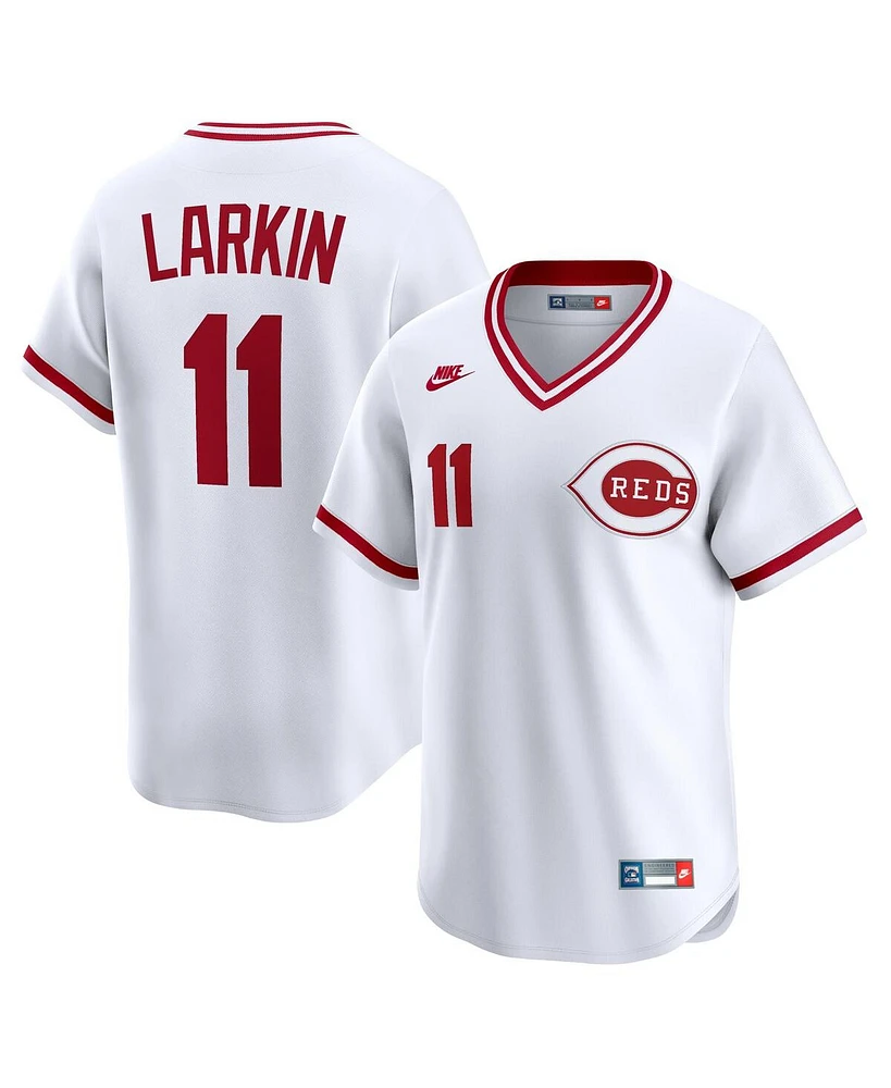 Nike Men's Barry Larkin White Cincinnati Reds Throwback Cooperstown Collection Limited Jersey