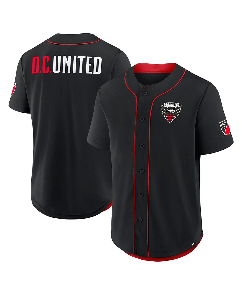 Fanatics Men's Black D.c. United Injury Time Baseball Jersey