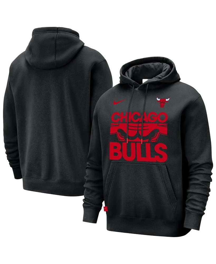Nike Men's Black Chicago Bulls Courtside Club Pullover Hoodie