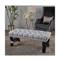 Tufted Ottoman Bench with Diamond Stitching and Elegant Half-Circle Legs for Classic Modern Interiors-The Pop Home