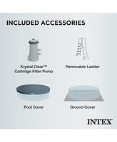 Intex 15ft x 42in Prism Frame Above Ground Swimming Pool Set with Debris Cover