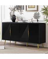 Stylish Sideboard with Wave Geometric Design, Conical Legs, Adjustable, Suitable for Study, Entryway and Living Room