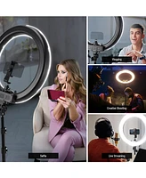 Neewer 55W 18"/45cm Ring Light Kit New Version, 5600K 0-100% Dimming Led Selfie Light with Light Stand and Phone Holder for Makeup Lash Tattoo Ba
