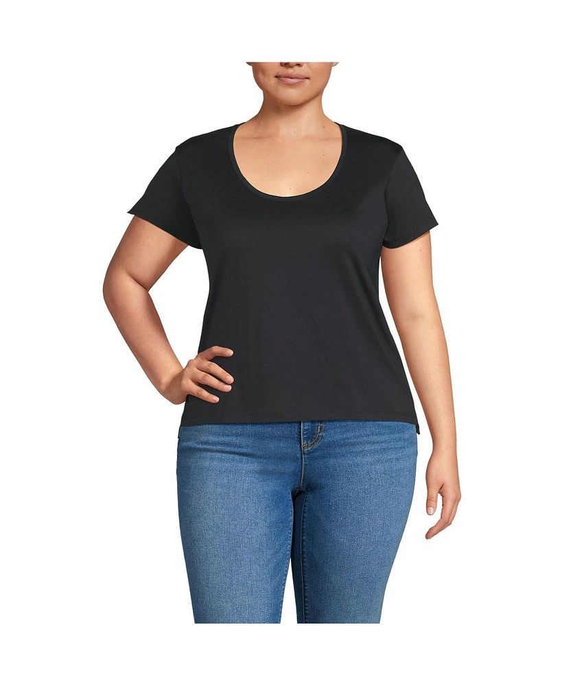 Lands' End Plus Supima Cotton Short Sleeve Scoop Neck Tee