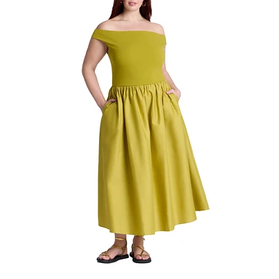 Eloquii Plus Boat Neck Mixed Fabric Dress