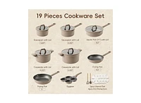 Carote 19pcs Pots and Pans Set, Detachable Handle Nonstick Cookware Induction Kitchen Sets Non Stick with Removable Handle, Rv