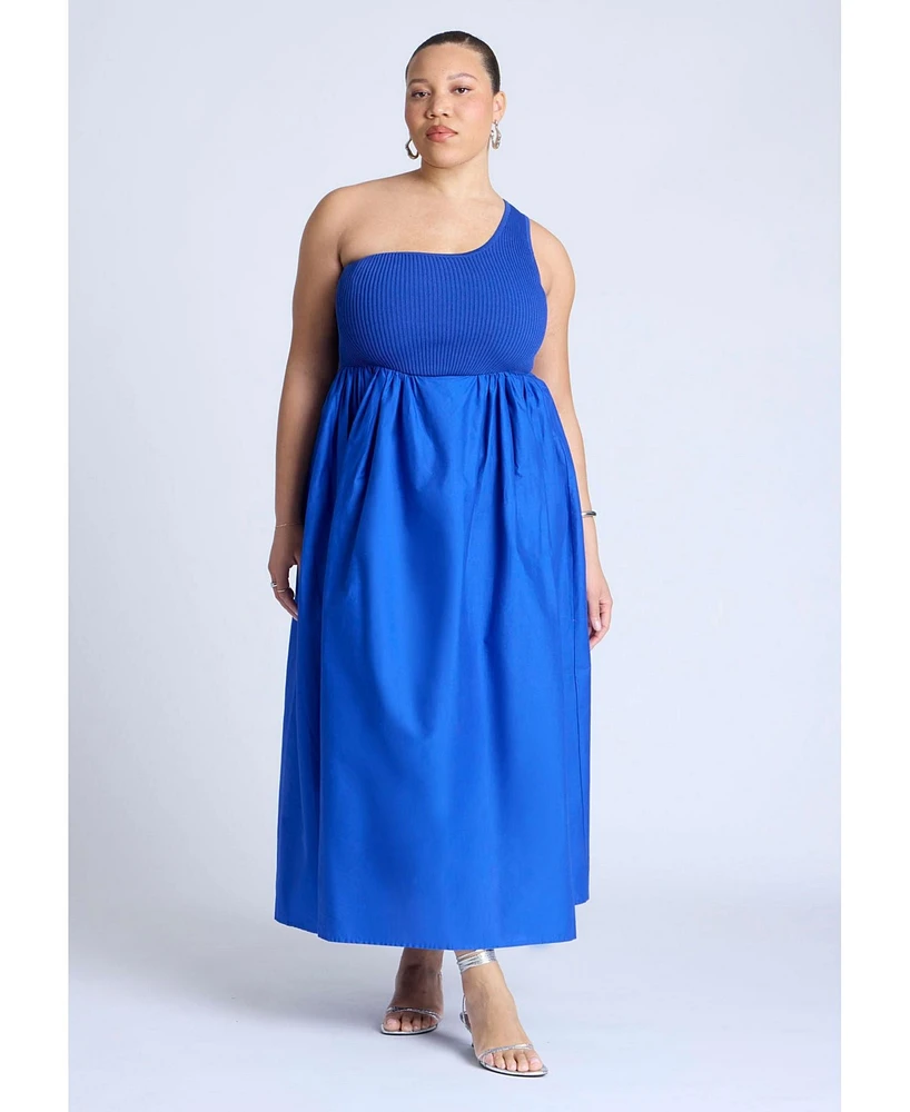 Eloquii Plus Sweater Bodice Poplin Dress