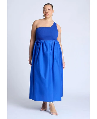 Eloquii Plus Sweater Bodice Poplin Dress