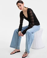 I.n.c. International Concepts Women's Pointelle Cardigan Sweater, Exclusively at Macy's