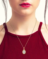 Diamond Oval Cluster Bead Frame Pendant Necklace (1/10 ct. t.w.) in 14k Gold, 16" + 2" extender