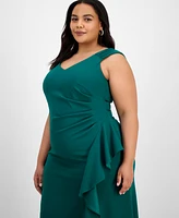 Alex Evenings Plus Ruched Ruffled Gown