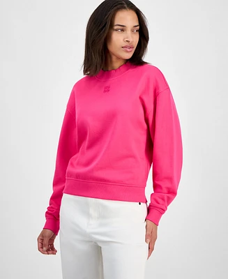 Hugo Women's Cotton Logo Mock Neck Sweatshirt