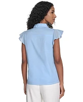 Calvin Klein Women's Cotton Ruffled-Front Blouse