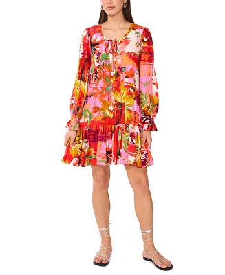 Vince Camuto Women's Printed Ruffle-Hem Mini Dress
