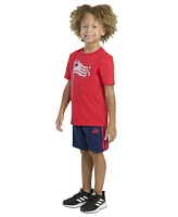 adidas Toddler & Little Boys Short-Sleeve Graphic T-Shirt Stripe Shorts, 2 Piece Set