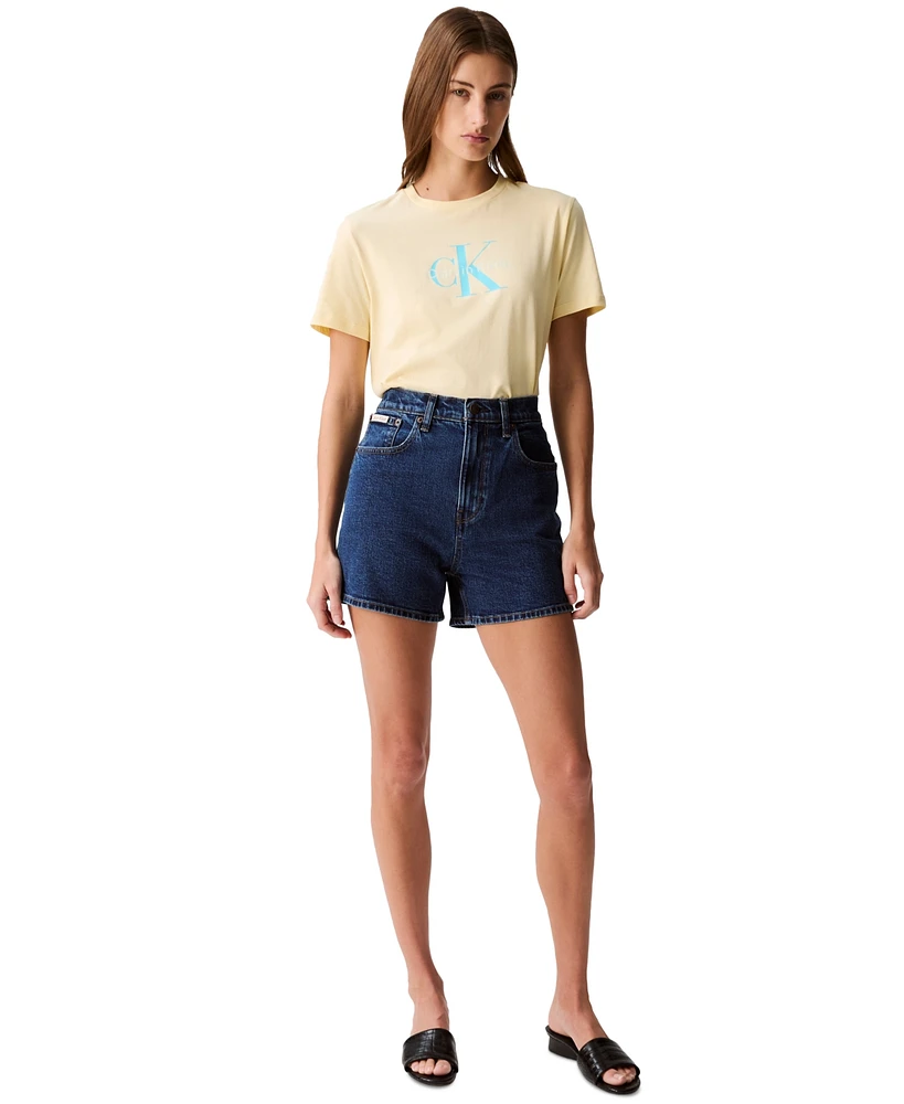 Calvin Klein Jeans Women's High-Rise Midi Denim Shorts