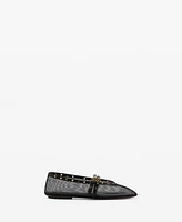 Mango Women's Strap and Buckle Detail Mesh Ballet Flats