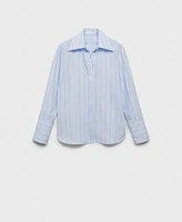 Mango Women's Regular Fit Striped Cotton Shirt