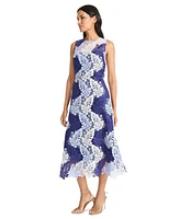 Maggy London Women's Printed Lace Sleeveless Midi Dress