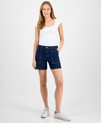 Style & Co Petite Utility-Pocket Denim Shorts, Exclusively at Macy's