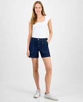 Style & Co Petite Utility-Pocket Denim Shorts, Exclusively at Macy's
