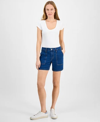 Style & Co Petite Utility-Pocket Denim Shorts, Exclusively at Macy's