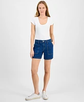 Style & Co Petite Utility-Pocket Denim Shorts, Exclusively at Macy's