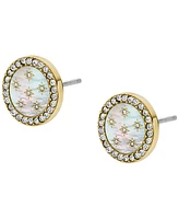Fossil Mother-of-Pearl Gold-Tone Stainless Steel Stud Earrings