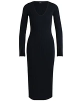 Boss by Hugo Women's Ribbed-Knit V-Neck Dress