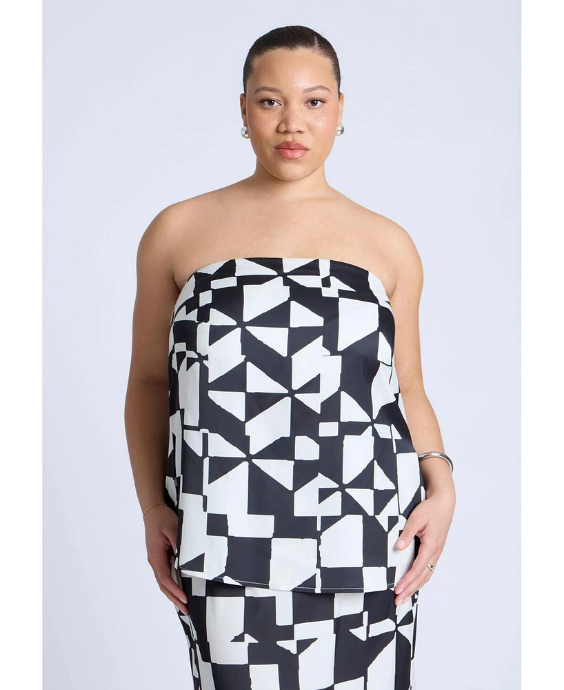 Eloquii Plus Column Satin Tube Top