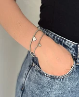 Adornia Tarnish Resistant Silver Set of Heart Ball Bracelets