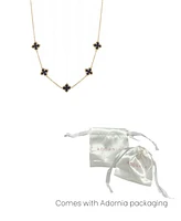 Adornia Gold Black Floral Station Necklace