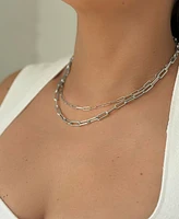 Adornia Silver 3mm and 4mm Paper Clip Chain Set