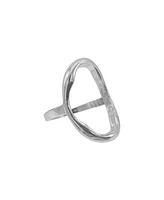Adornia Silver Open Hammered Oval Ring