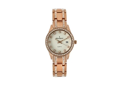 Peugeot Womens Round Rose-Gold Luxury Status Swarovski Crystal Bracelet Watch