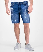 Guess Men's Wyatt Rip and Repair Denim 9" Shorts